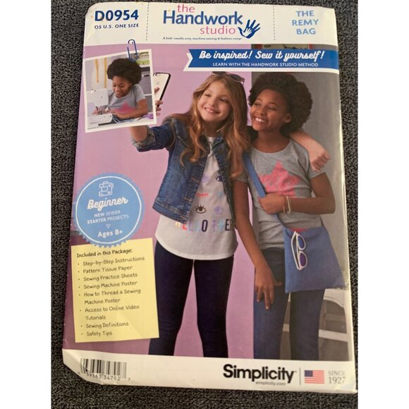 Simplicity D0954 Kids Beginner Sewing Pattern The Remy Bag The Handwork Studio M - Picture 1 of 3